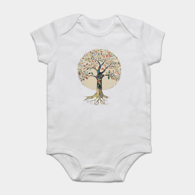 Stylized Tree with a Circular Canopy  Filled with Multicolored Leaves Baby Bodysuit by animegirlnft